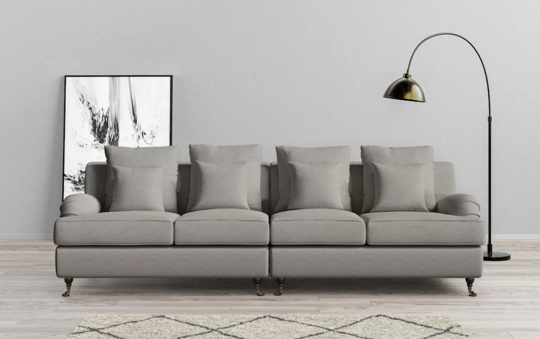 Home affaire Big-Sofa "NORIN", zwei Fußarten: vorne - Rollen, hinten - Holz günstig online kaufen