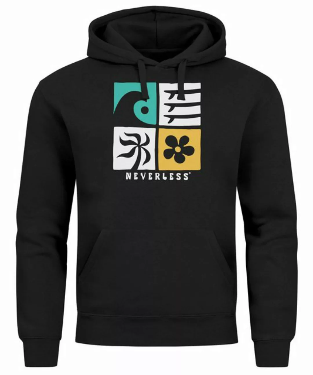 Neverless Hoodie Hoodie Herren Print Surfing Rückenaufdruck Icons Maritim günstig online kaufen