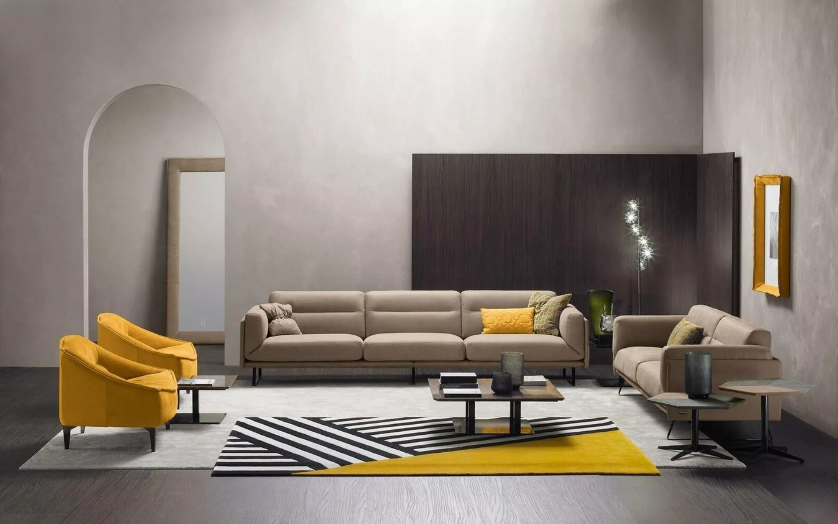 Xlmoebel Sofa Vollständiges Sofa-Set in Beige aus Leder mit 4+3 Sitzplätzen günstig online kaufen