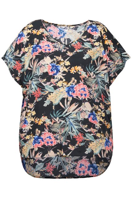 Studio Untold Druckbluse Blusenshirt oversized Tropical-Print V-Ausschnitt günstig online kaufen