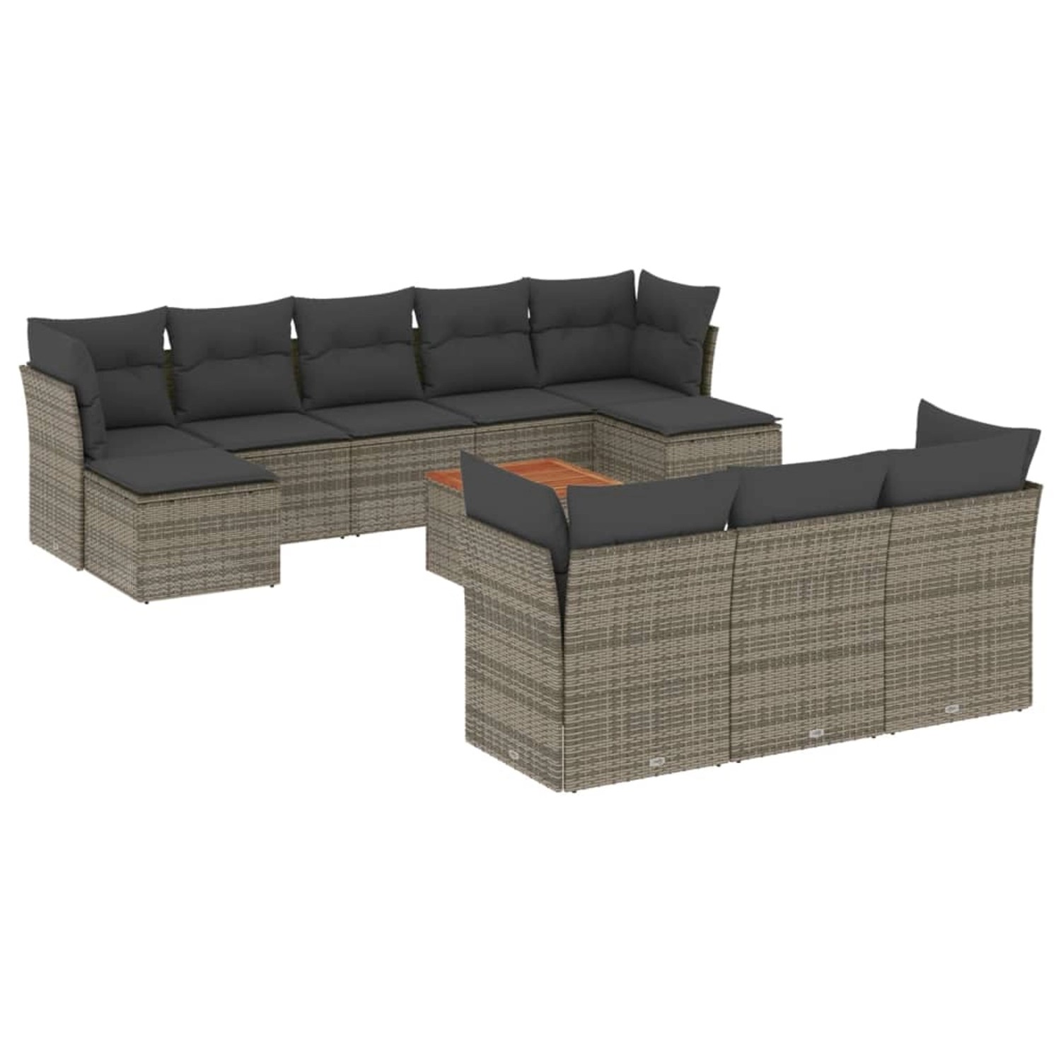 vidaXL 11-Tlg Garten-Sofagarnitur mit Kissen Grau Poly Rattan 3223883 günstig online kaufen