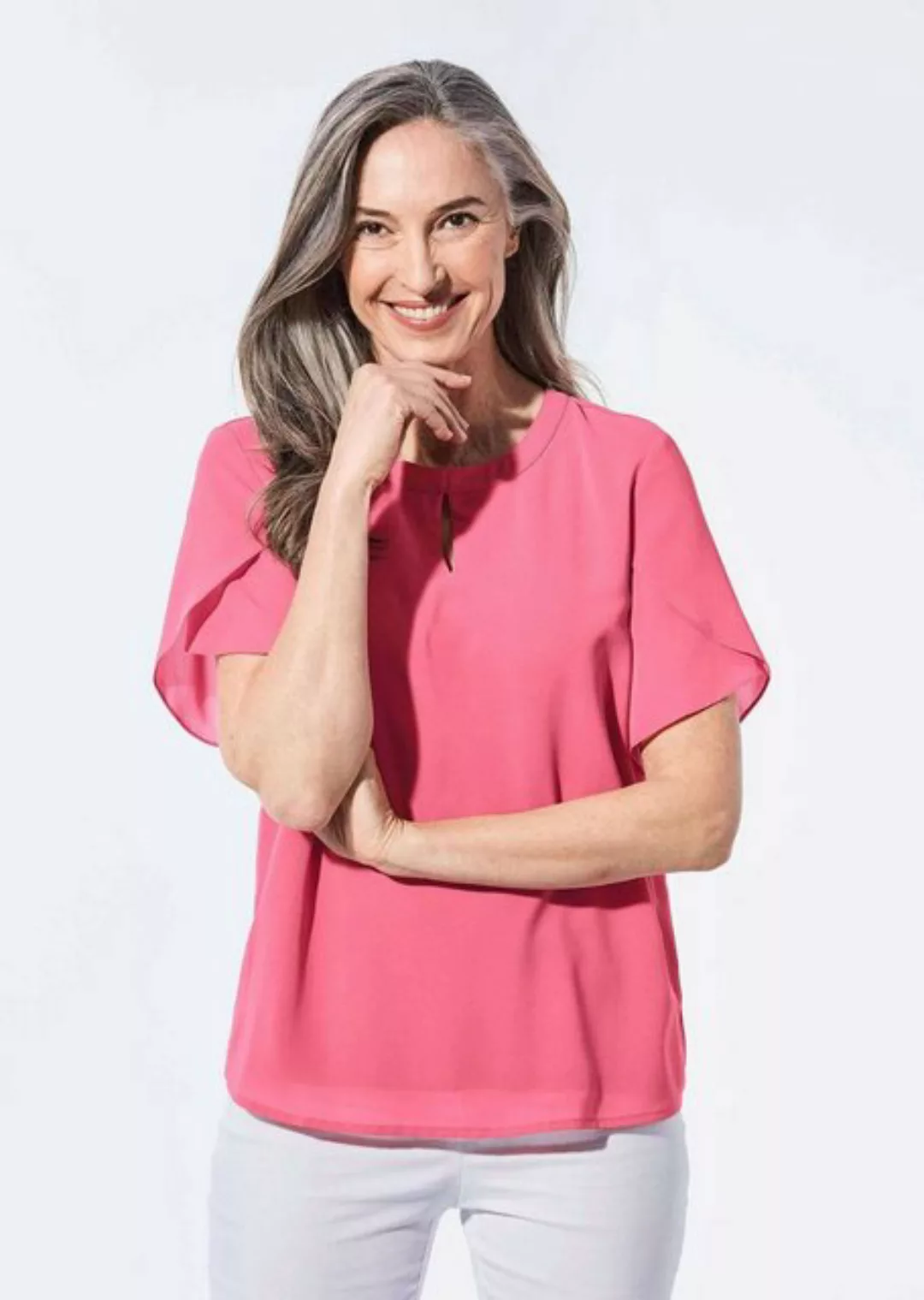 GOLDNER Kurzarmbluse Kurzgröße: Bluse mit aufregender Ärmellösung günstig online kaufen