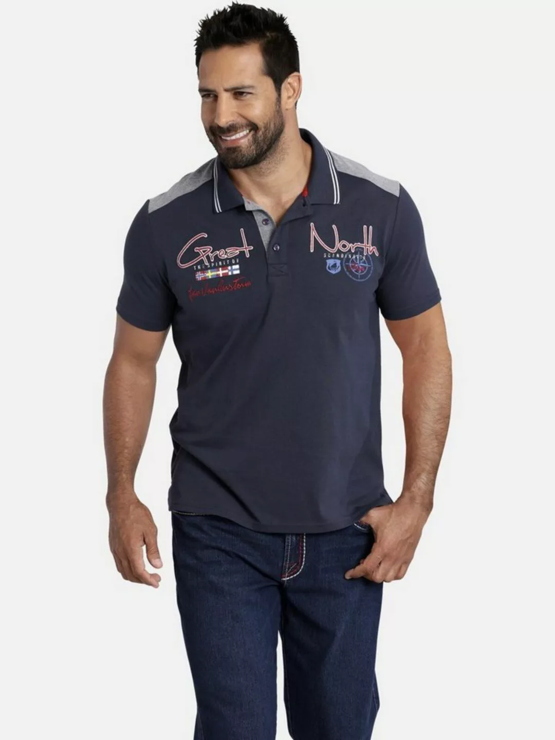 Jan Vanderstorm Poloshirt GAIDEMAR lässiger Singlejersey günstig online kaufen