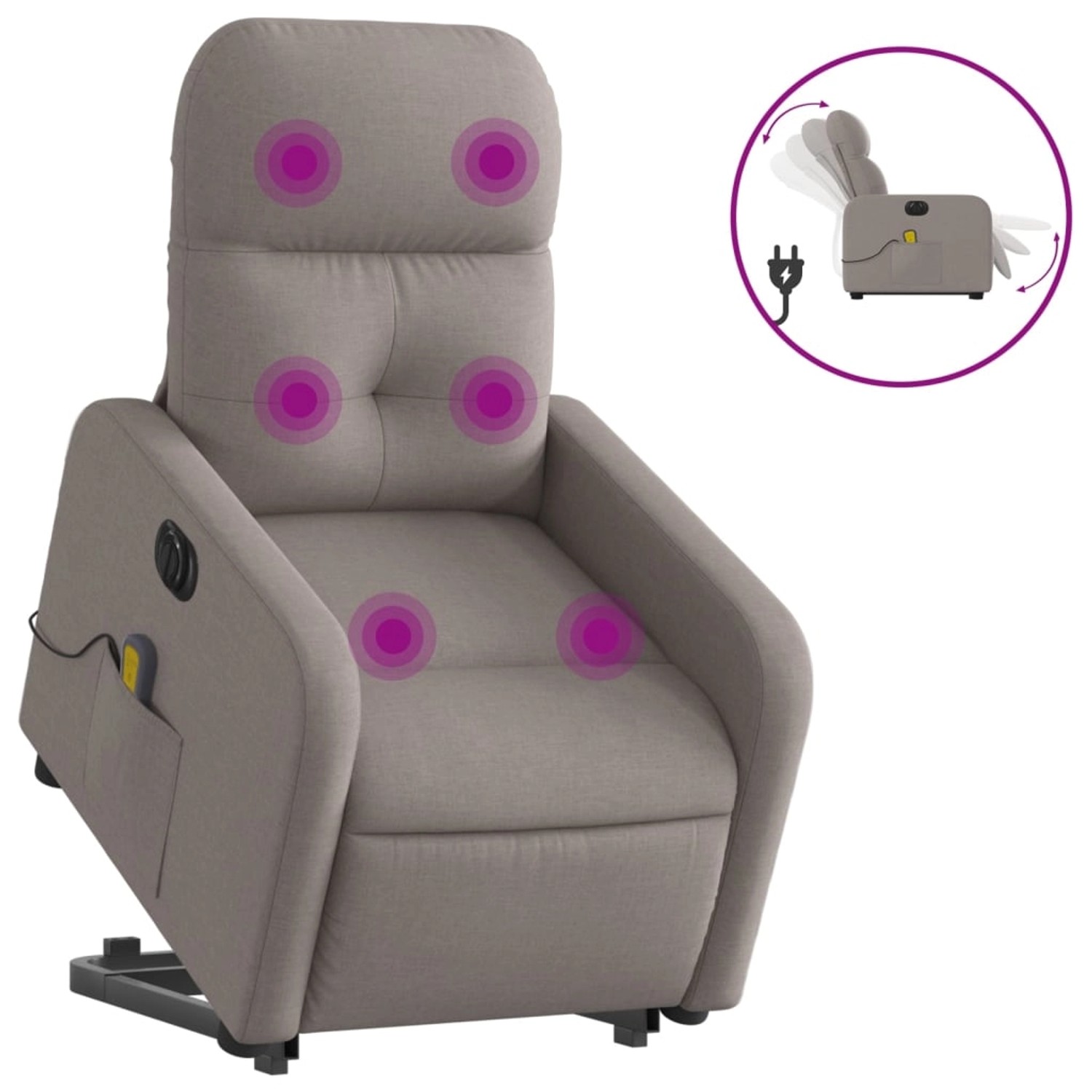 vidaXL Elektrischer Massagesessel mit Aufstehhilfe Taupe Stoff Modell 12 günstig online kaufen