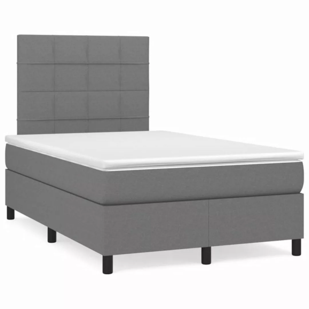 furnicato Bett Boxspringbett mit Matratze Dunkelgrau 120x200 cm Stoff günstig online kaufen