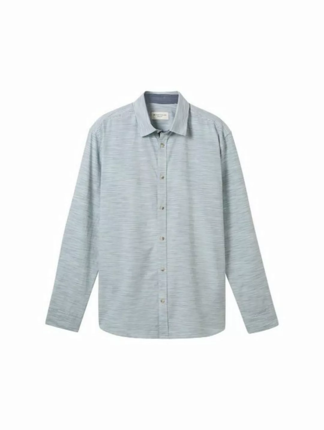 TOM TAILOR Langarmshirt structured shirt, mint blue irregular structure günstig online kaufen