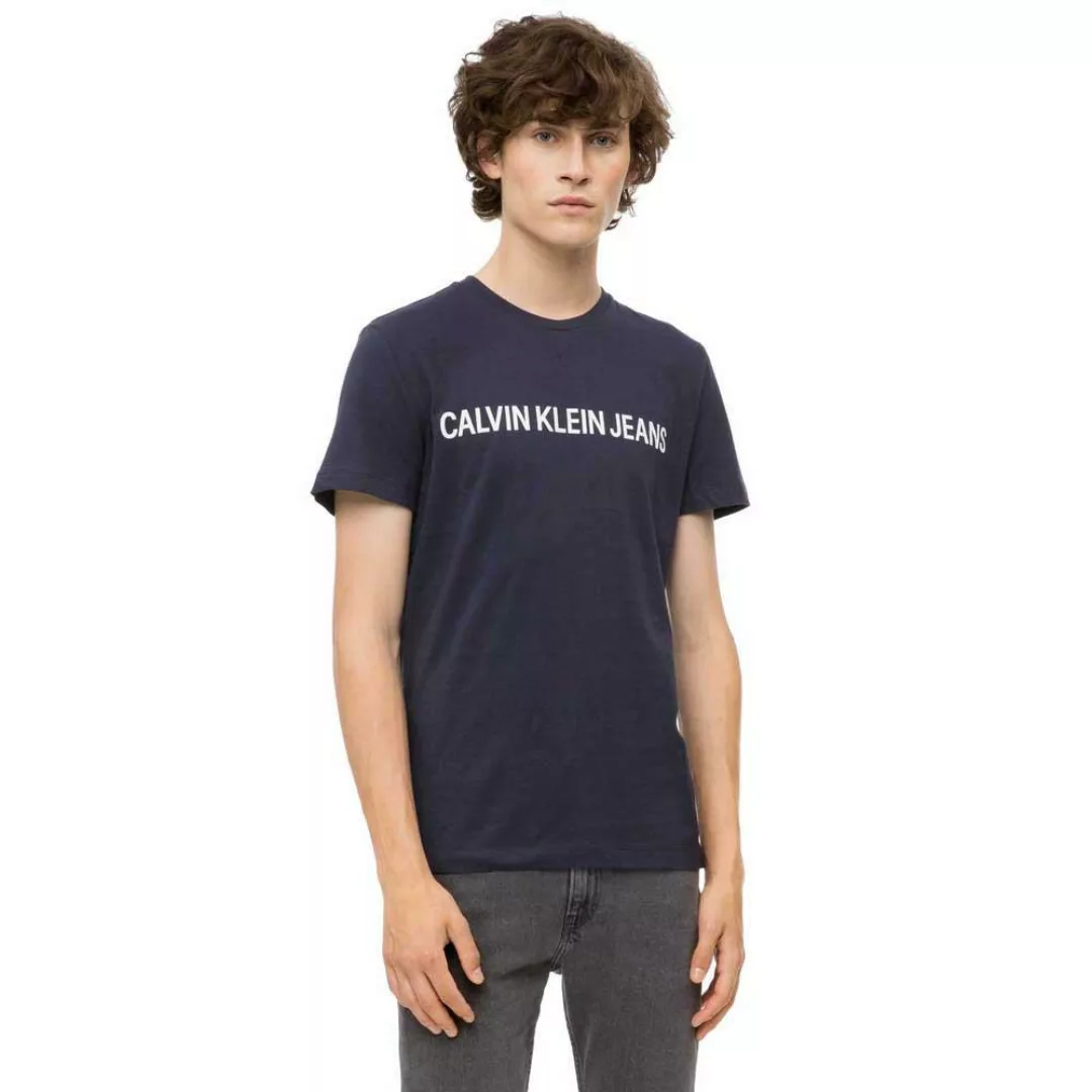 Calvin Klein Jeans – Institutional Script – Schmal geschnittenes T-Shirt mi günstig online kaufen