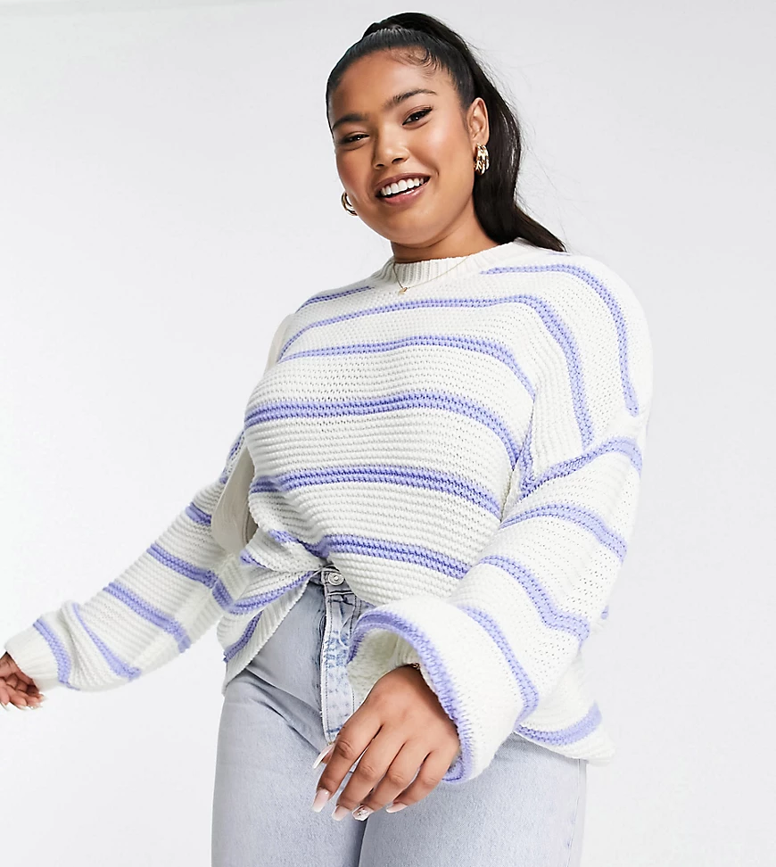 In The Style Plus x Billie Faiers – Pullover mit Streifen in Blau-Bunt-Mehr günstig online kaufen