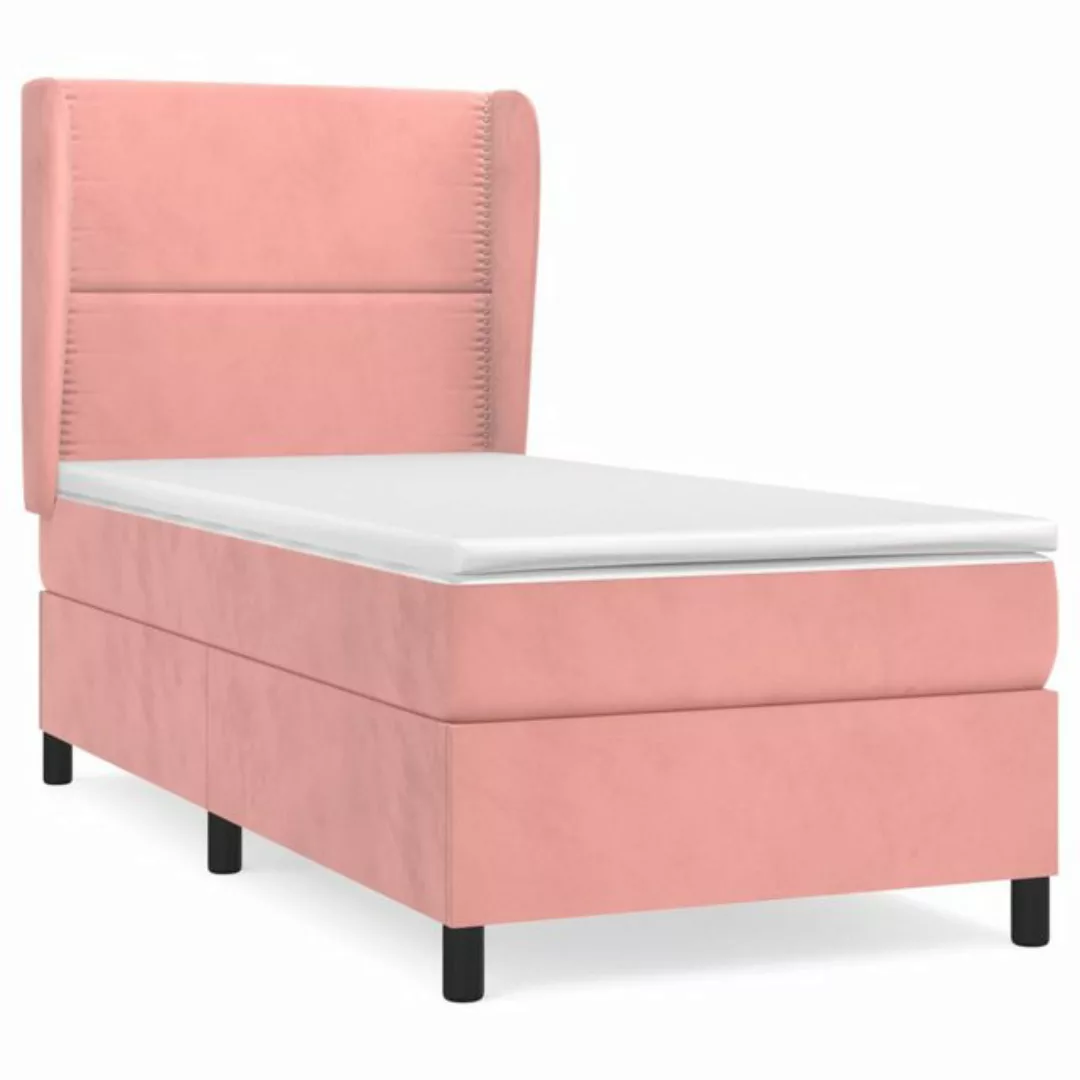 vidaXL Boxspringbett Boxspringbett mit Matratze Rosa 100x200 cm Samt Bett B günstig online kaufen