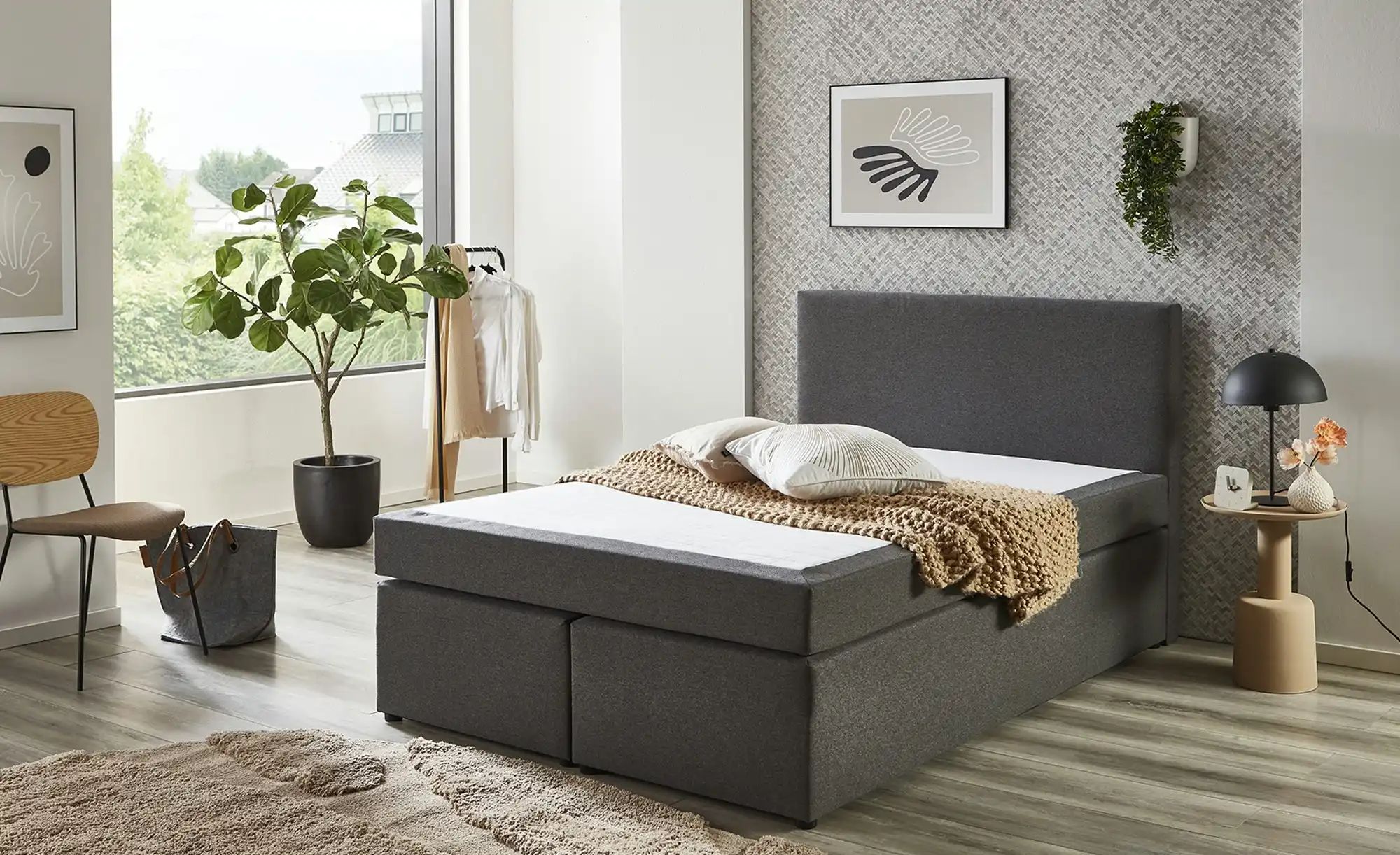 Boxspringbett  Ashbourne ¦ grau ¦ Maße (cm): B: 180 H: 105 Betten > Boxspri günstig online kaufen