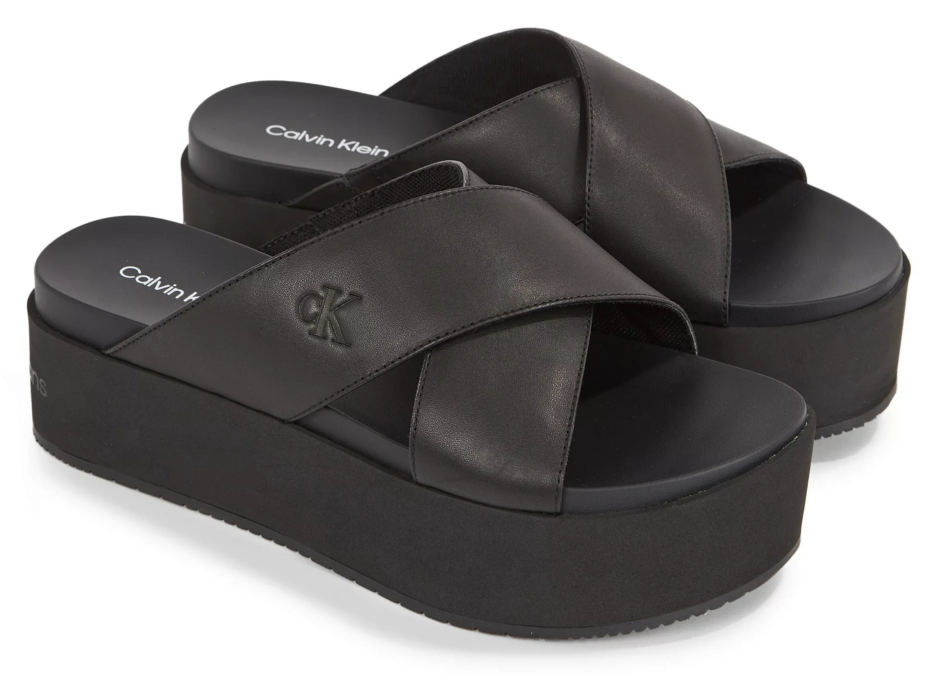 Calvin Klein Jeans Pantolette "FLATFORM CROSS MG UC", Plateau, Sommerschuh, günstig online kaufen