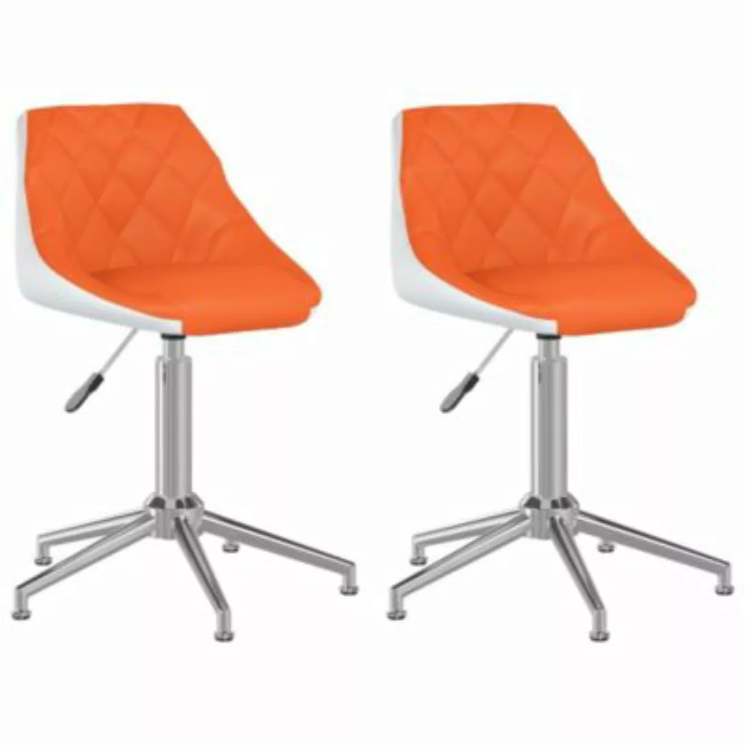 vidaXL Esszimmerstühle 2 Stk. Drehbar Orange und Weiß Kunstleder Esszimmers günstig online kaufen