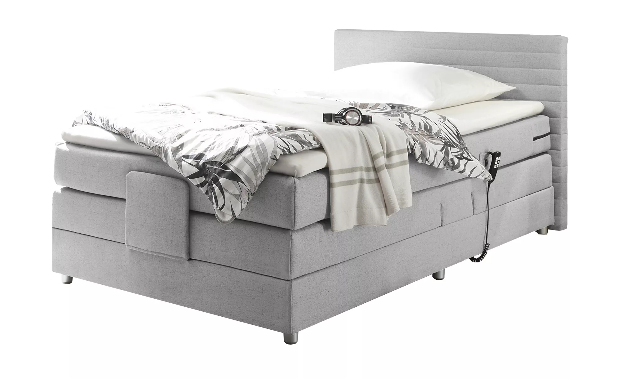 Boxspring-Motorbett  Carmen - grau - 140 cm - 90 cm - 208 cm - Sconto günstig online kaufen