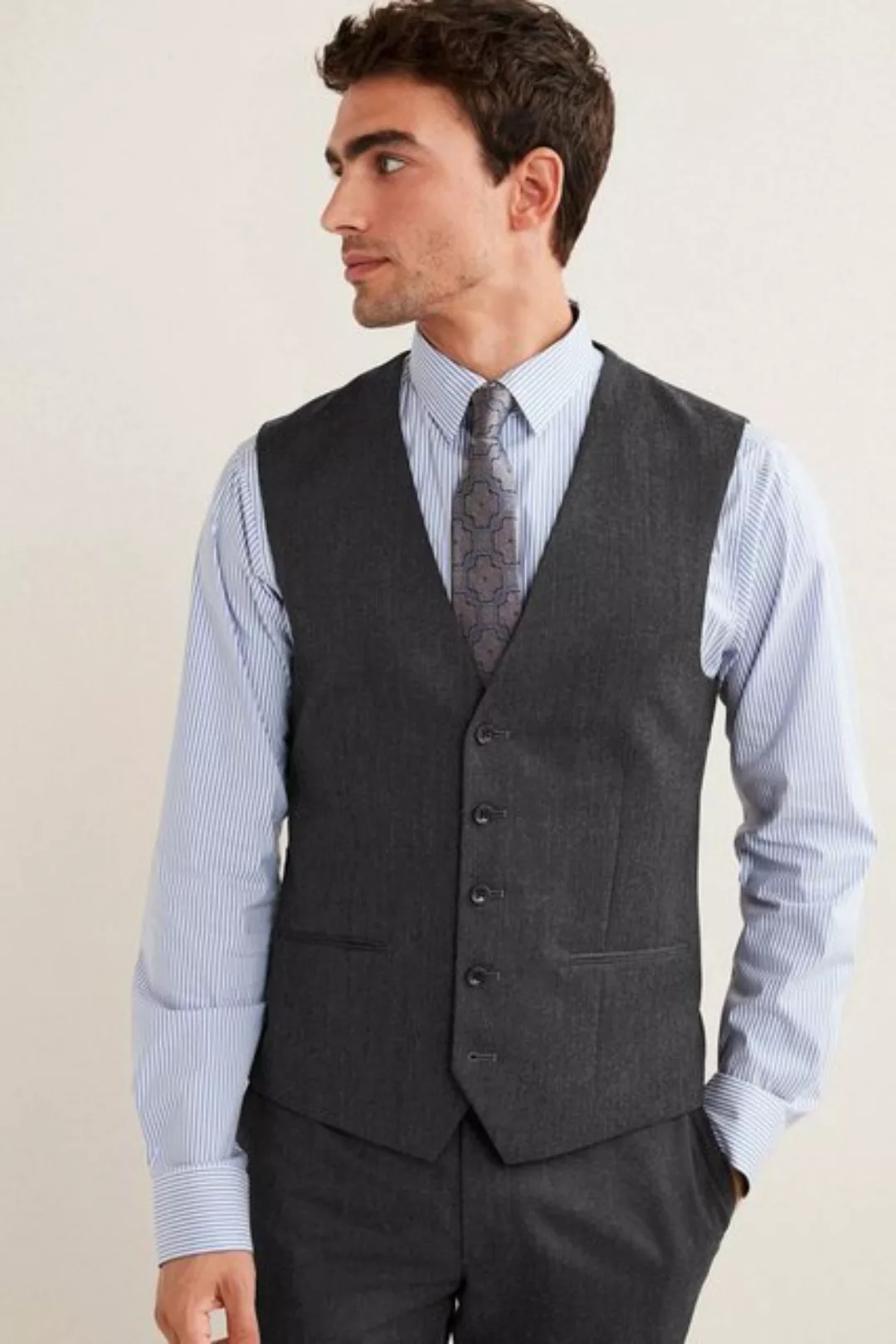 Next Anzugweste Flanell-Anzug aus Wollmischgewebe: Weste (1-tlg) günstig online kaufen
