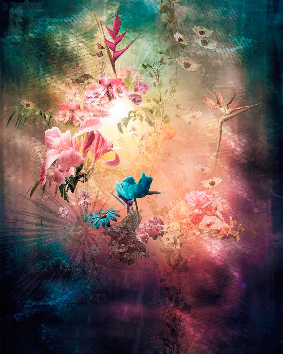 Sanders & Sanders Fototapete Blumen Multicolor 200 x 250 cm 611968 günstig online kaufen