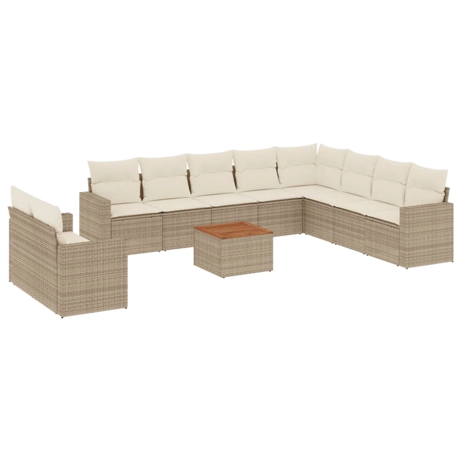 vidaXL 11-Tlg Garten-Sofagarnitur mit Kissen Beige Poly Rattan 3256527 günstig online kaufen