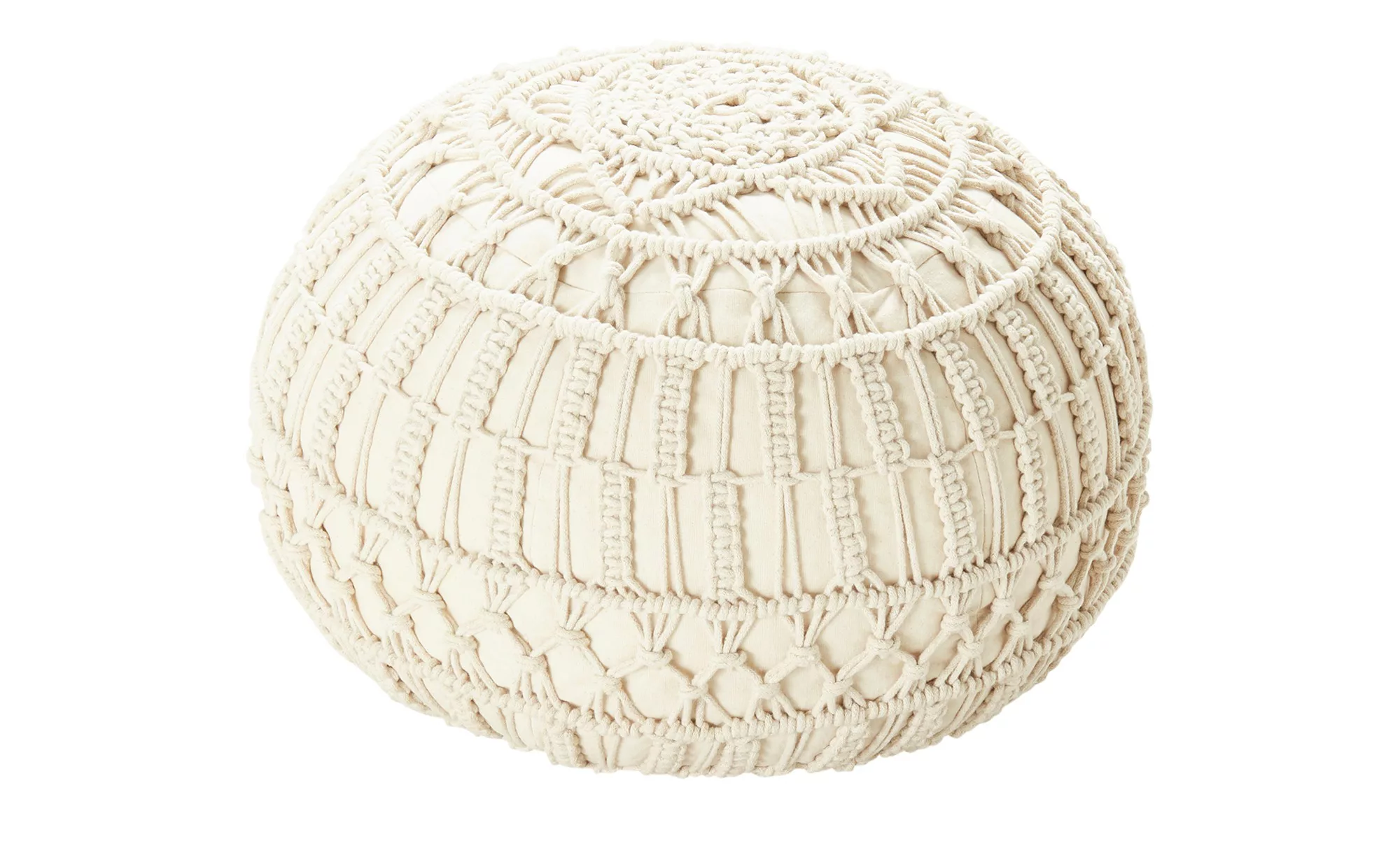 HOME STORY Pouf  Macrameoptik ¦ beige ¦ Maße (cm): H: 35  Ø: 50 Dekokissen günstig online kaufen