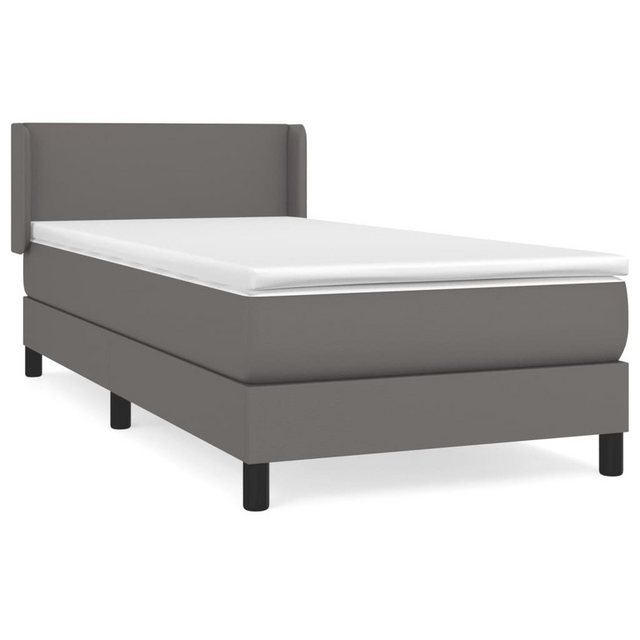 vidaXL Bettgestell Boxspringbett mit Matratze Grau 100x200 cm Kunstleder Be günstig online kaufen