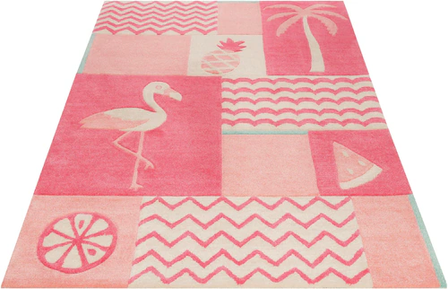 SMART KIDS Kinderteppich »Fruity Flamingo«, rechteckig, Flamingos Palmen, K günstig online kaufen