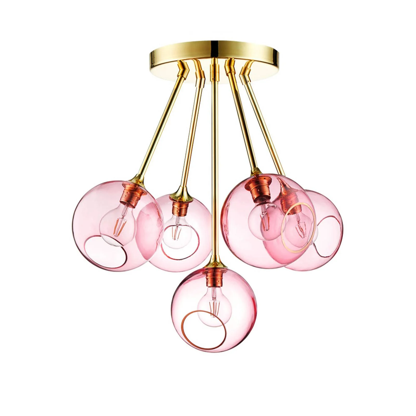 Deckenleuchte Ballroom Molecule, rosa, Glas, 5-flammig günstig online kaufen