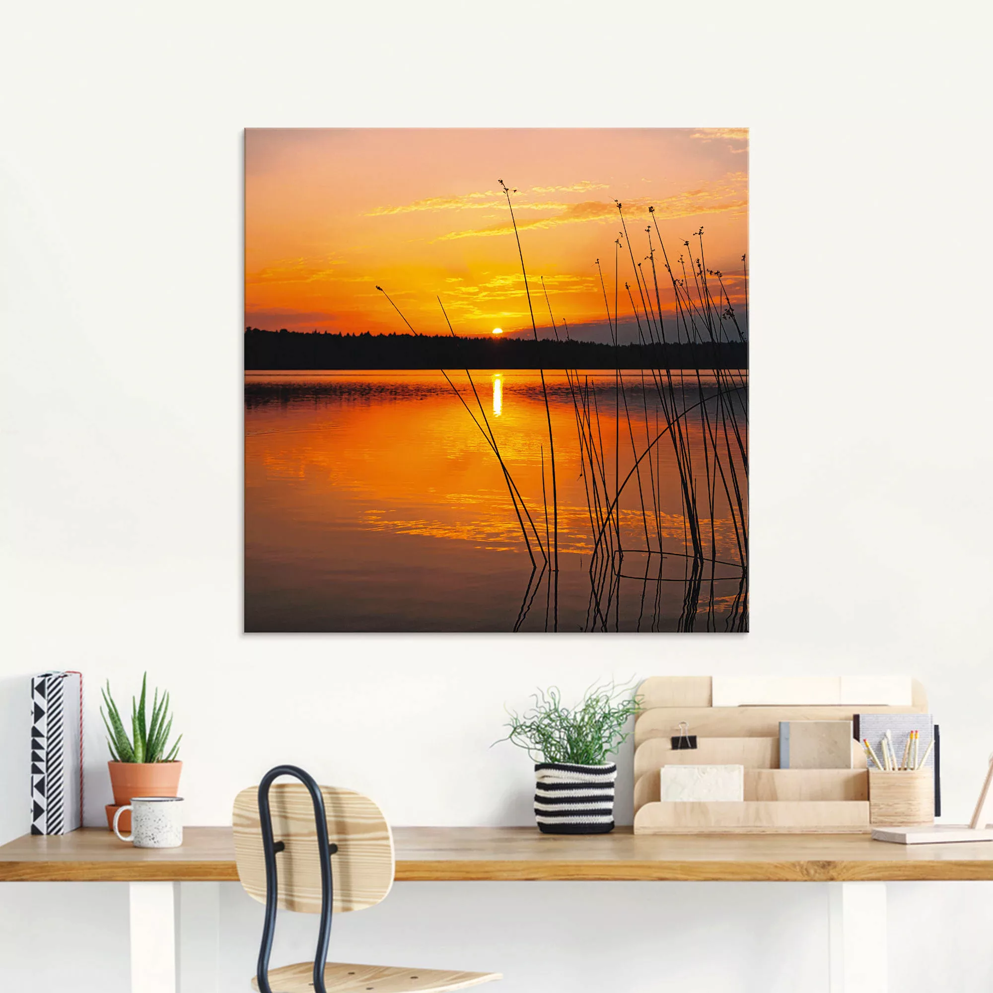 Artland Glasbild "Landschaft mit Sonnenaufgang", Sonnenaufgang & -untergang günstig online kaufen