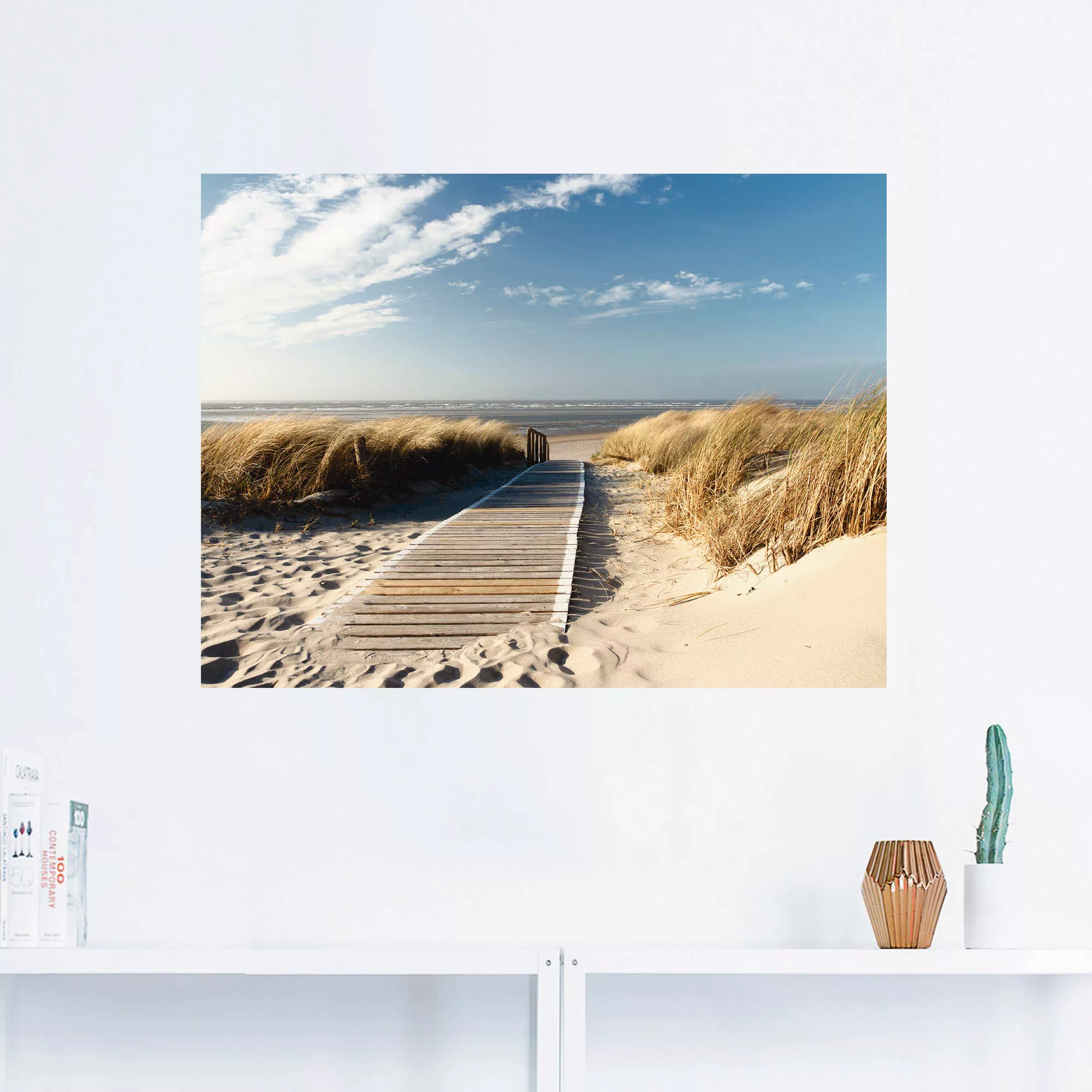 Artland Wandbild "Nordseestrand auf Langeoog - Steg", Strand, (1 St.), als günstig online kaufen