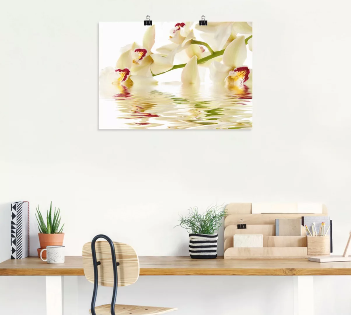 Artland Wandbild "Weiße Orchidee mit Wasserreflektion", Blumen, (1 St.), al günstig online kaufen