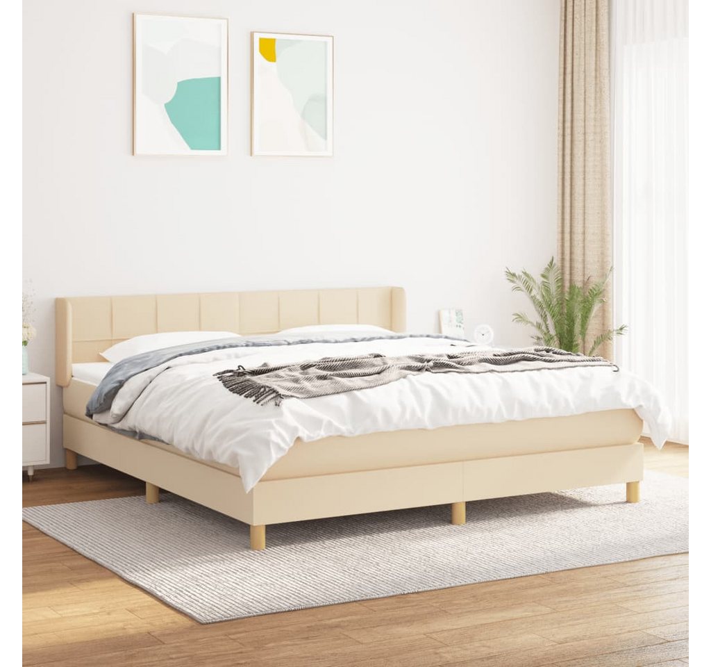 vidaXL Boxspringbett Boxspringbett mit Matratze Creme 160x200 cm Stoff Bett günstig online kaufen