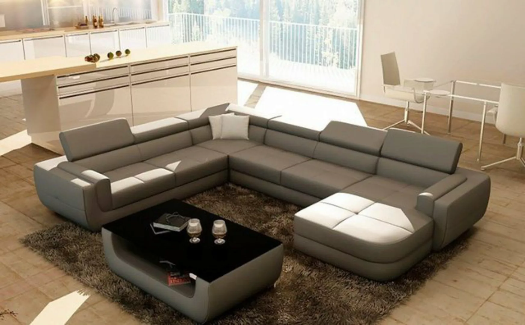 JVmoebel Ecksofa Design Leder Polster Sitz Ecke Leder Sofa Polster Eck Wohn günstig online kaufen