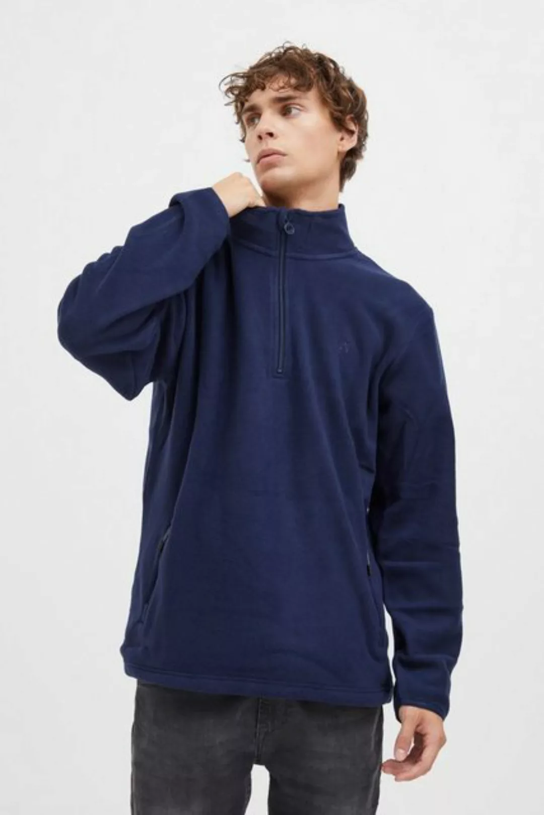 North Bend Sweatshirt NBCotas M Atmungsaktiver Fleecepullover mit Troyer Kr günstig online kaufen