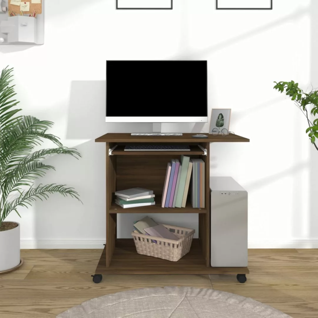 Vidaxl Schreibtisch Braun Eichen-optik 80x50x75 Cm Holzwerkstoff günstig online kaufen