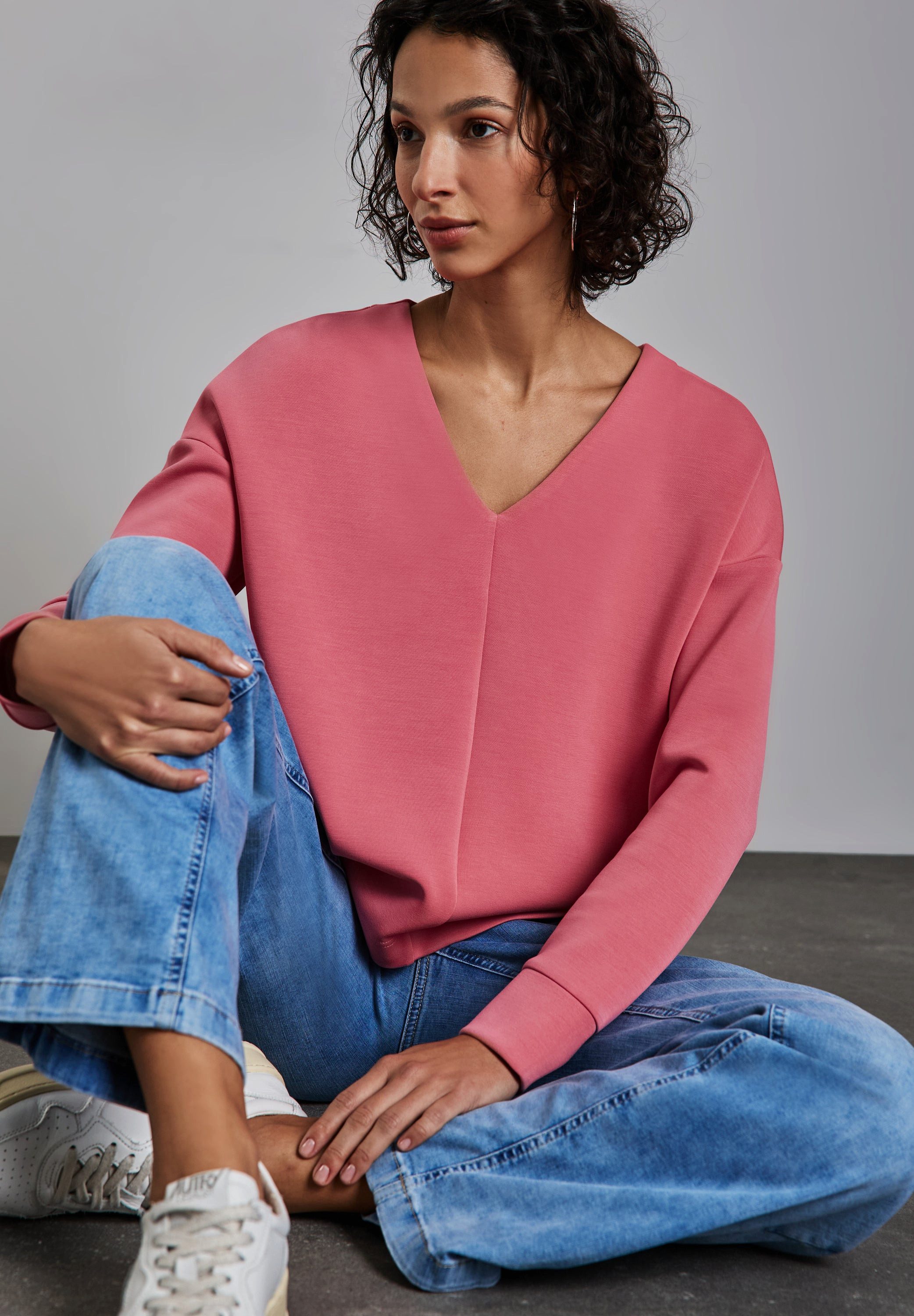 STREET ONE V-Shirt Silk-Look Shirt (1-tlg) günstig online kaufen