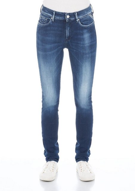 Replay Damen Jeans Luzien High Waist - Skinny Fit - Blau -Medium Blue günstig online kaufen