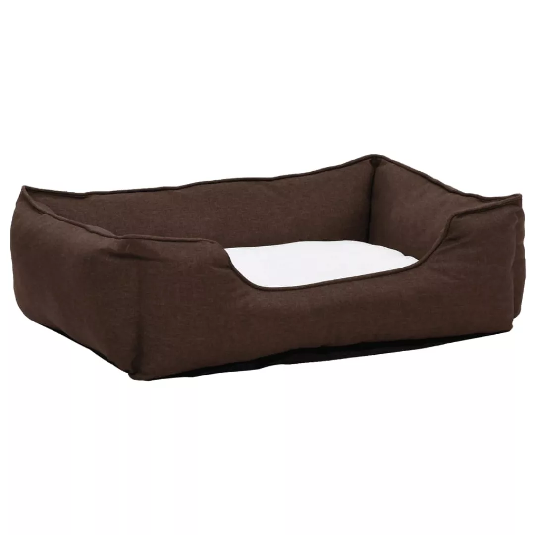 Hundebett Braun-weiß 85,5x70x23 Cm Fleece Leinenoptik günstig online kaufen