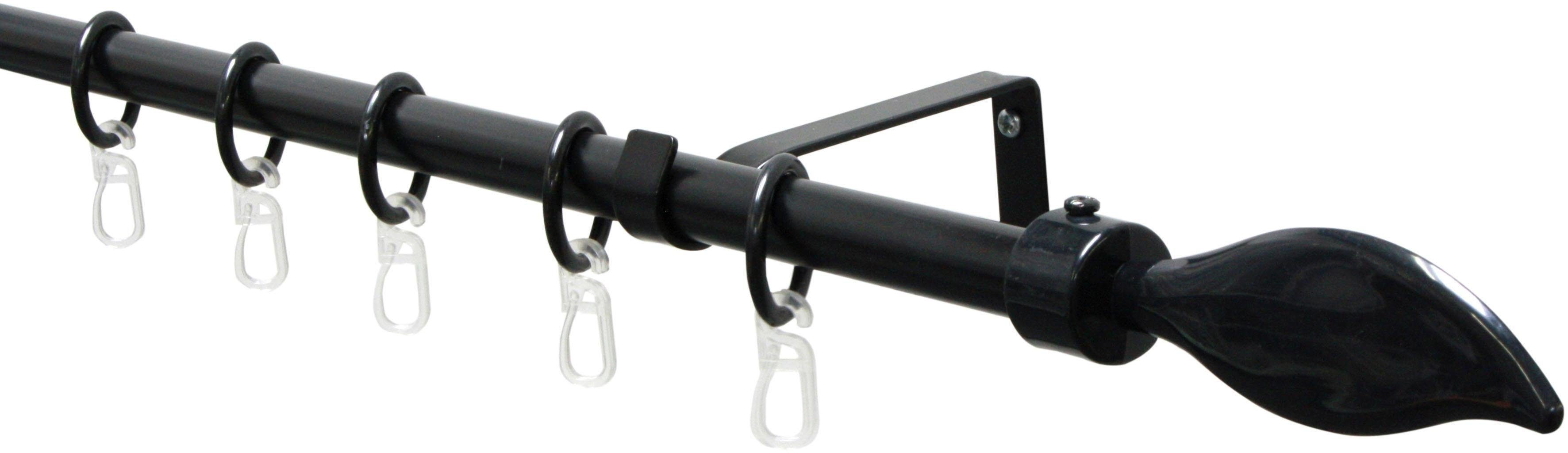 Gardinia Gardinenstangen-Set Flame Ø 13/16 mm Schwarz 130 cm - 240 cm günstig online kaufen
