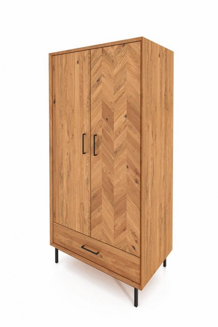 Natur24 Kleiderschrank Kleiderschrank Seiba Wildeiche 97x60x196 Fischgrät 2 günstig online kaufen