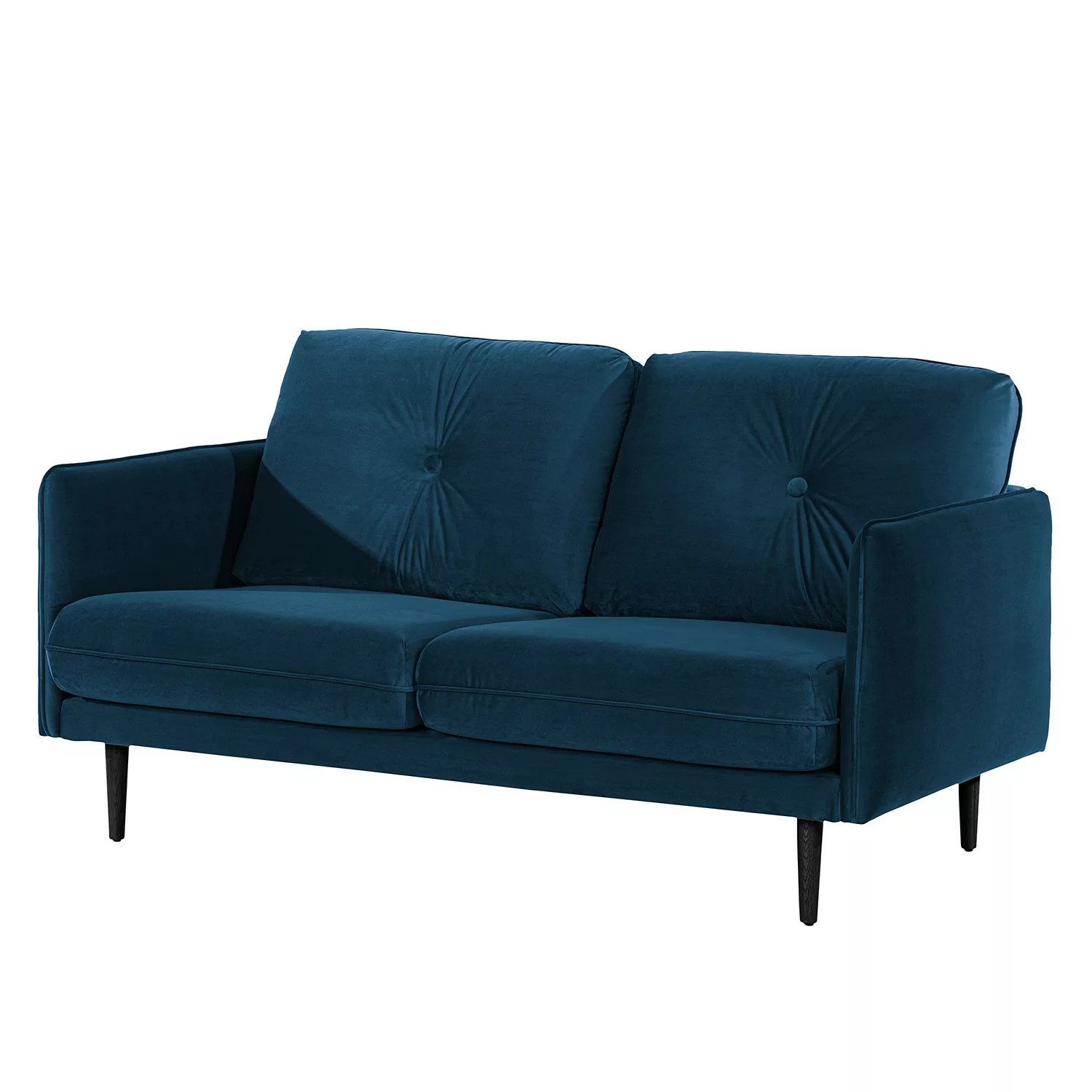 home24 Norrwood Sofa Pigna II 2,5-Sitzer Dunkelblau Samt 168x86x94 cm günstig online kaufen