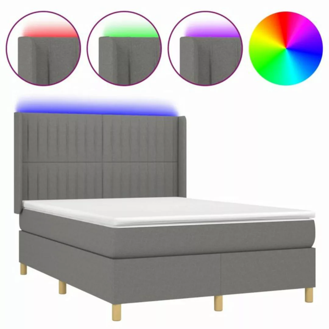 vidaXL Boxspringbett Bett Boxspringbett mit Matratze und LED Stoff (140 x 2 günstig online kaufen