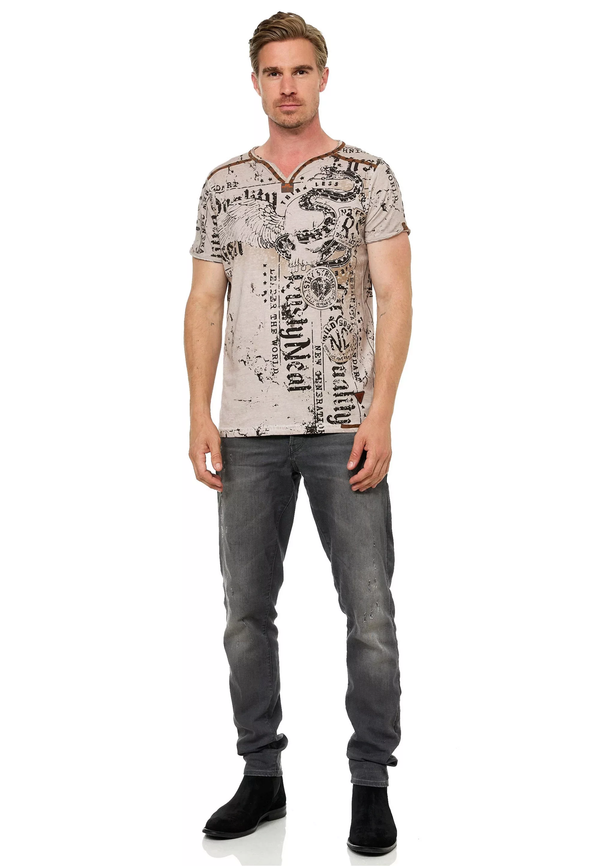 Rusty Neal T-Shirt, mit Allover-Print im Used-Look günstig online kaufen