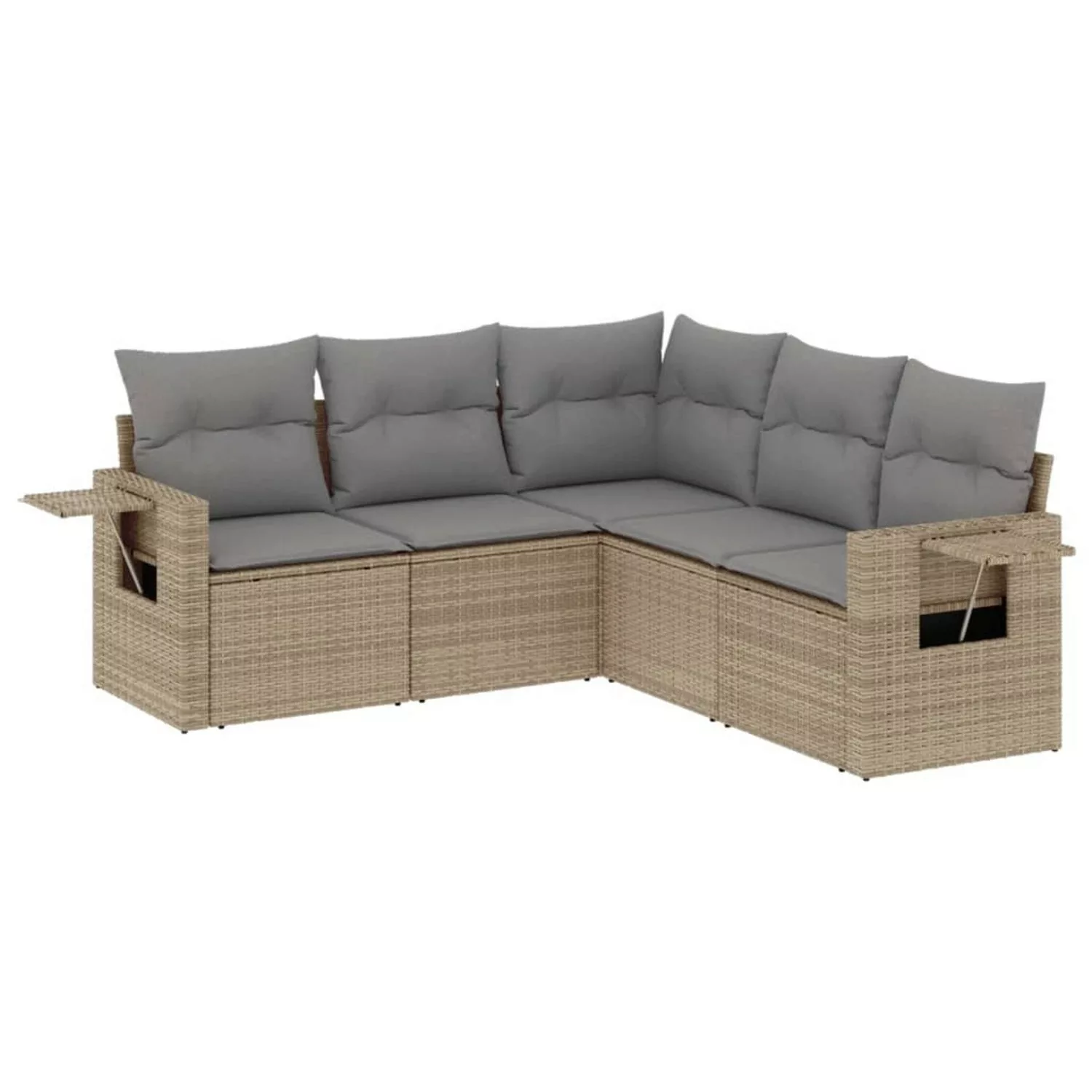 vidaXL 5-tlg Garten-Sofagarnitur mit Kissen Beige Poly Rattan Modell 144 günstig online kaufen