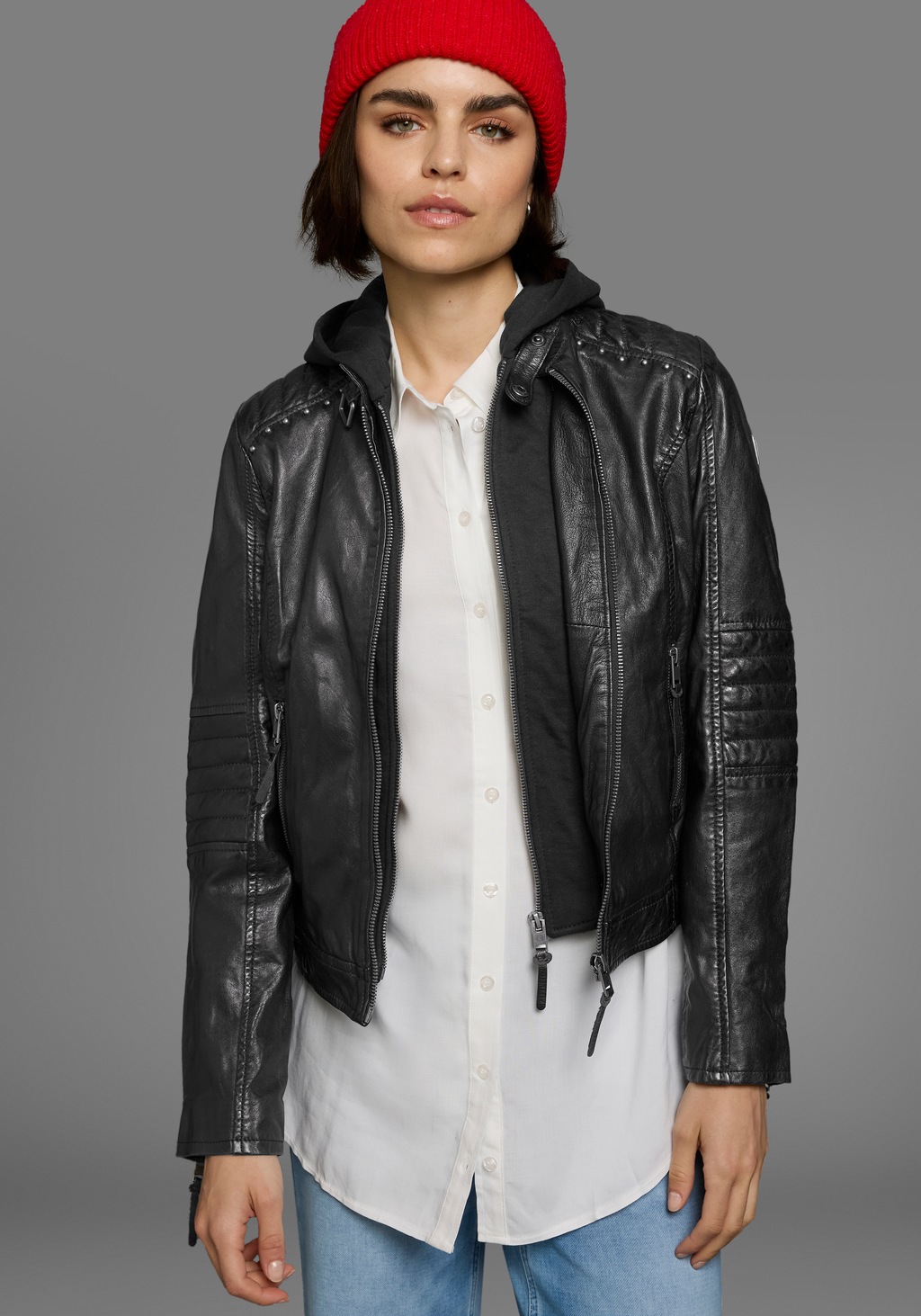 ALPENBLITZ Lederjacke "Lissabon", mit Kapuze, für Sommer und Übergangszeit, günstig online kaufen