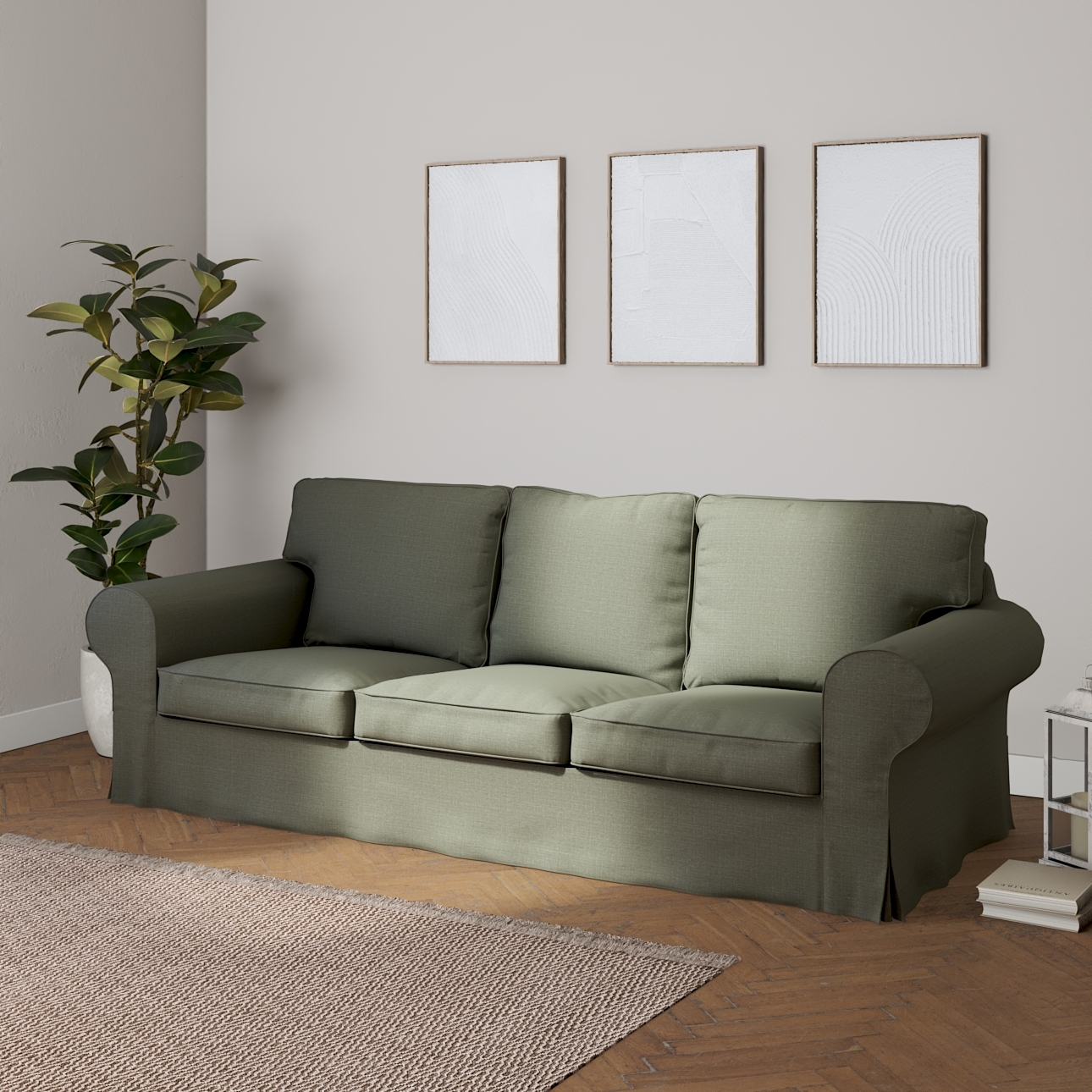Bezug für Ektorp 3-Sitzer Sofa nicht ausklappbar, khaki, Sofabezug für Ekto günstig online kaufen