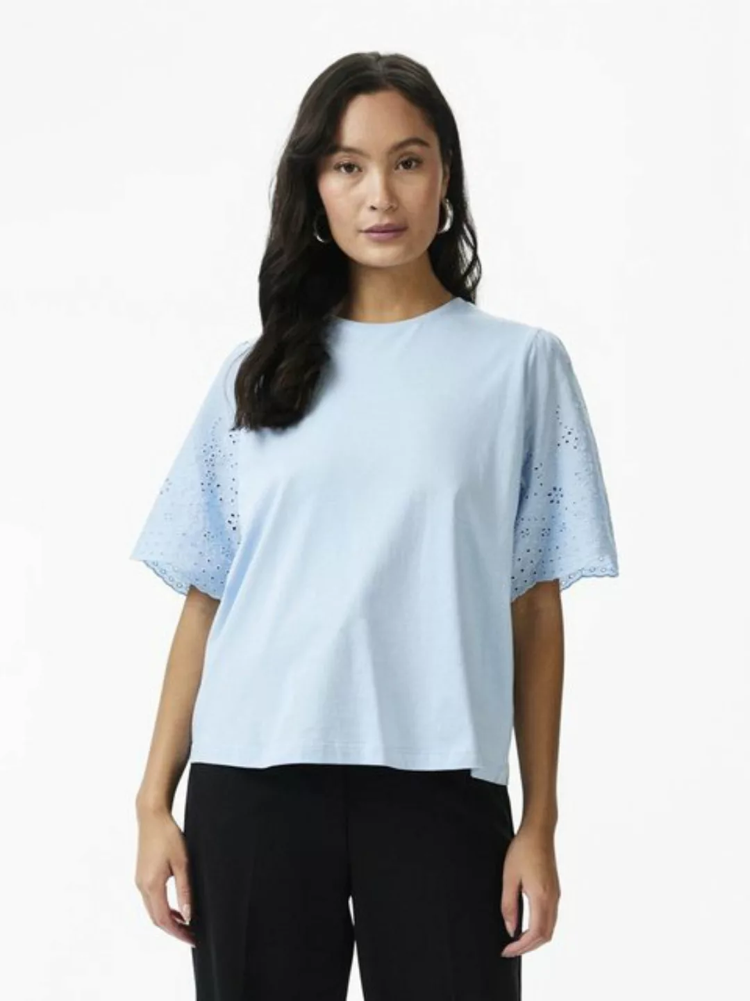 Y.A.S Kurzarmshirt YASLEX SS TOP W. EMB SLEEVES S. NOOS (Kurzarm mit Lochst günstig online kaufen