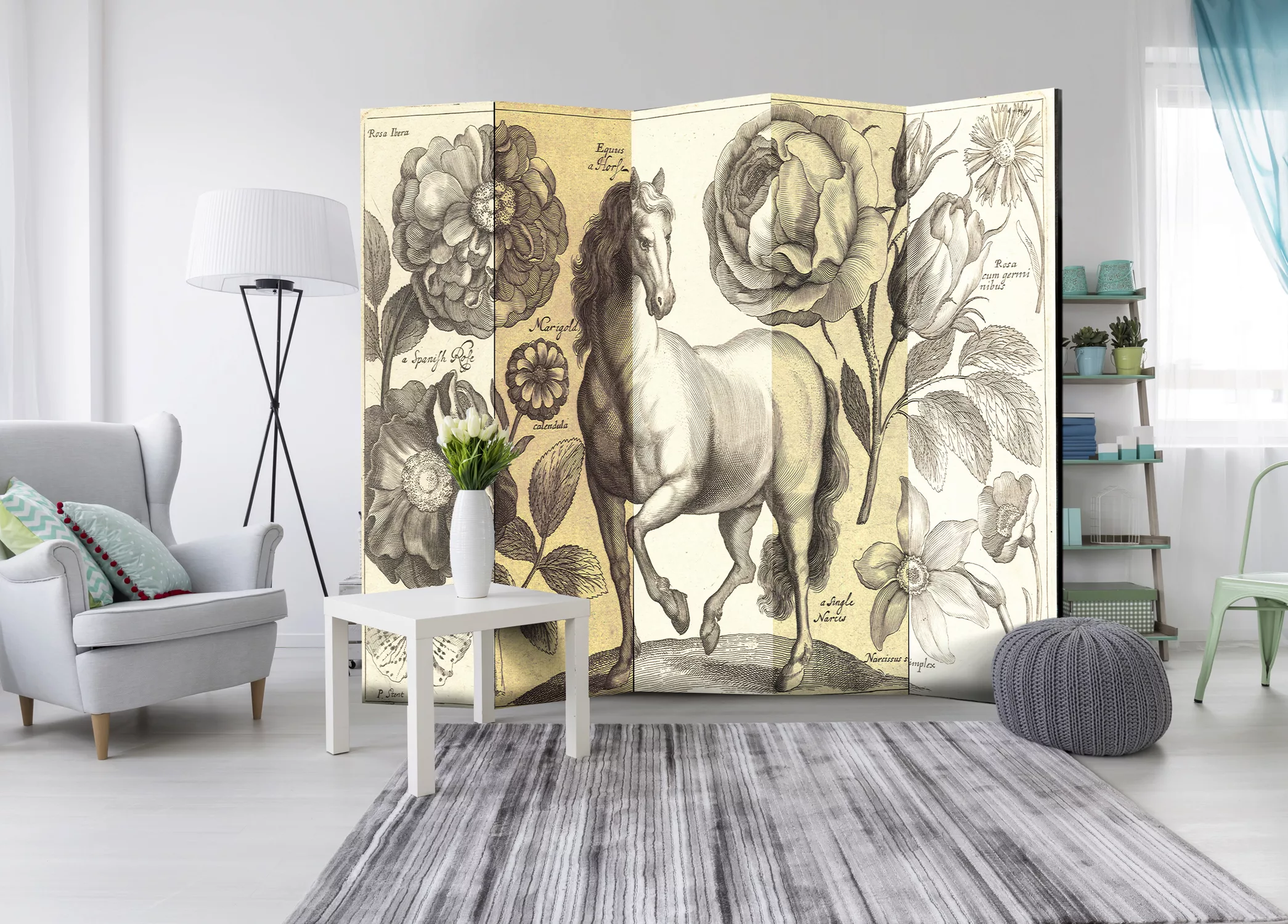 5-teiliges Paravent - Horse Ii [room Dividers] günstig online kaufen