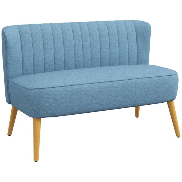 HOMCOM 2-Sitzer Zweisitzer, Loveseat mit Leinenoptik, Doppelsofa mit Holzbe günstig online kaufen