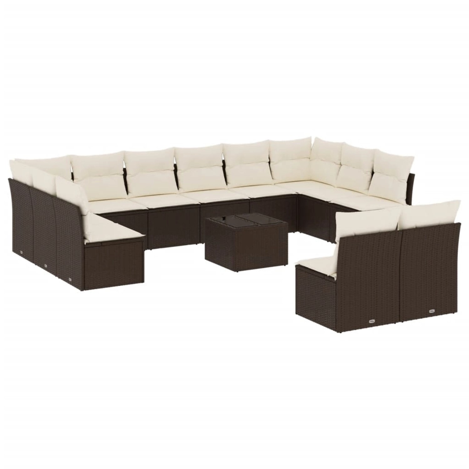vidaXL 13-Tlg Garten-Sofagarnitur mit Kissen Braun Poly Rattan 3250222 günstig online kaufen