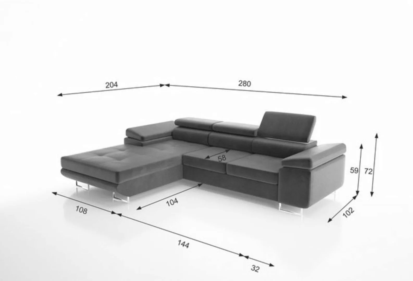 Unique Home Ecksofa Ecksofa GM-ALV-POS-L, mit Bettkasten und Schlaffunktion günstig online kaufen