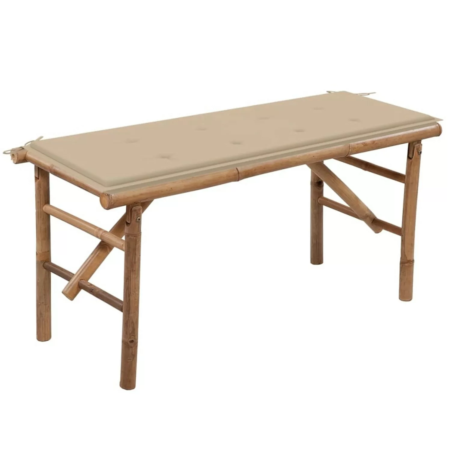 furnicato Klappbare Gartenbank mit Auflage 118 cm Bambus günstig online kaufen