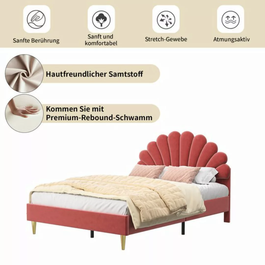 Romance Polsterbett Doppelbett Kinderbett, Muschel-Kopfteil, mit Lattenrost günstig online kaufen