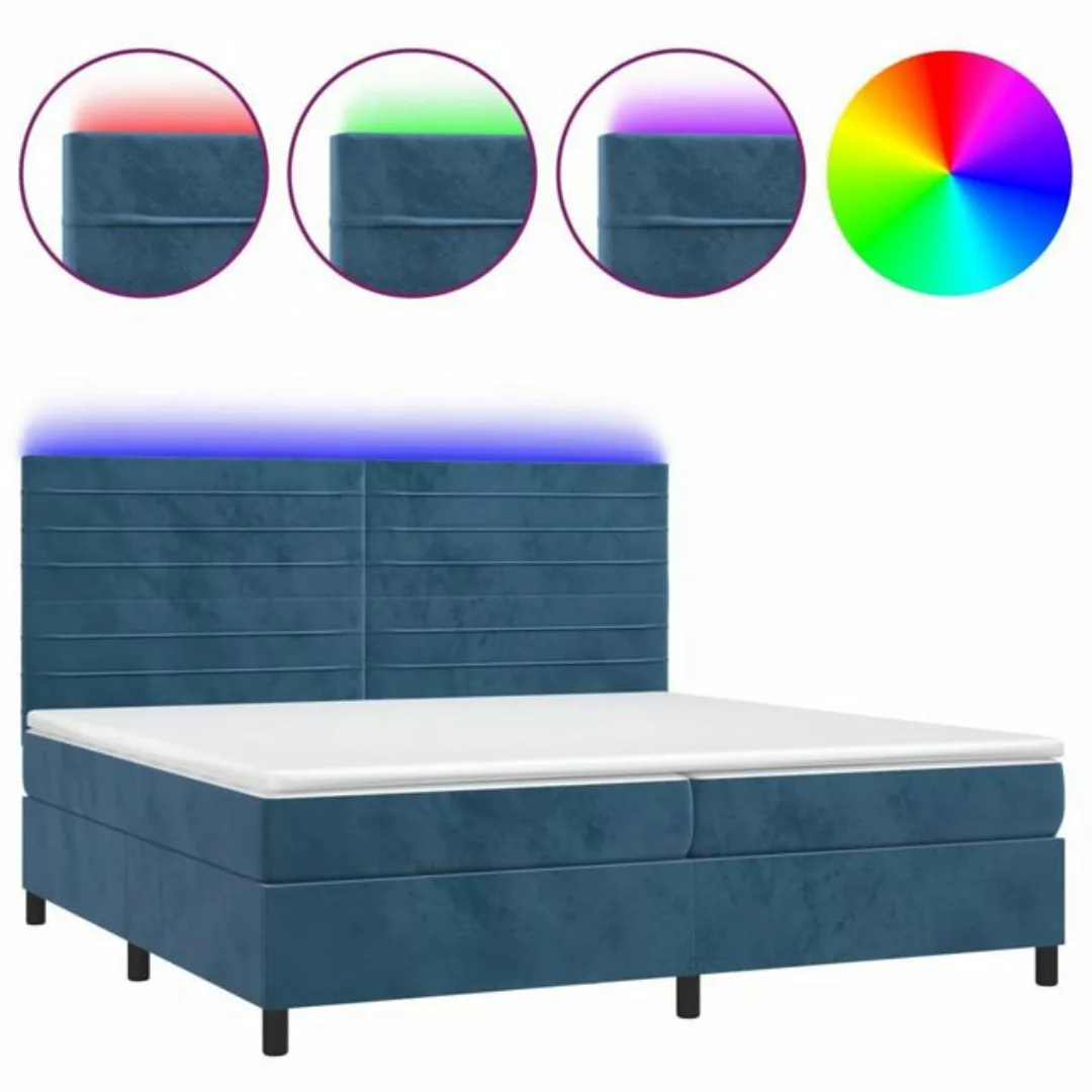 vidaXL Boxspringbett Boxspringbett mit Matratze LED Dunkelblau 200x200 cm S günstig online kaufen